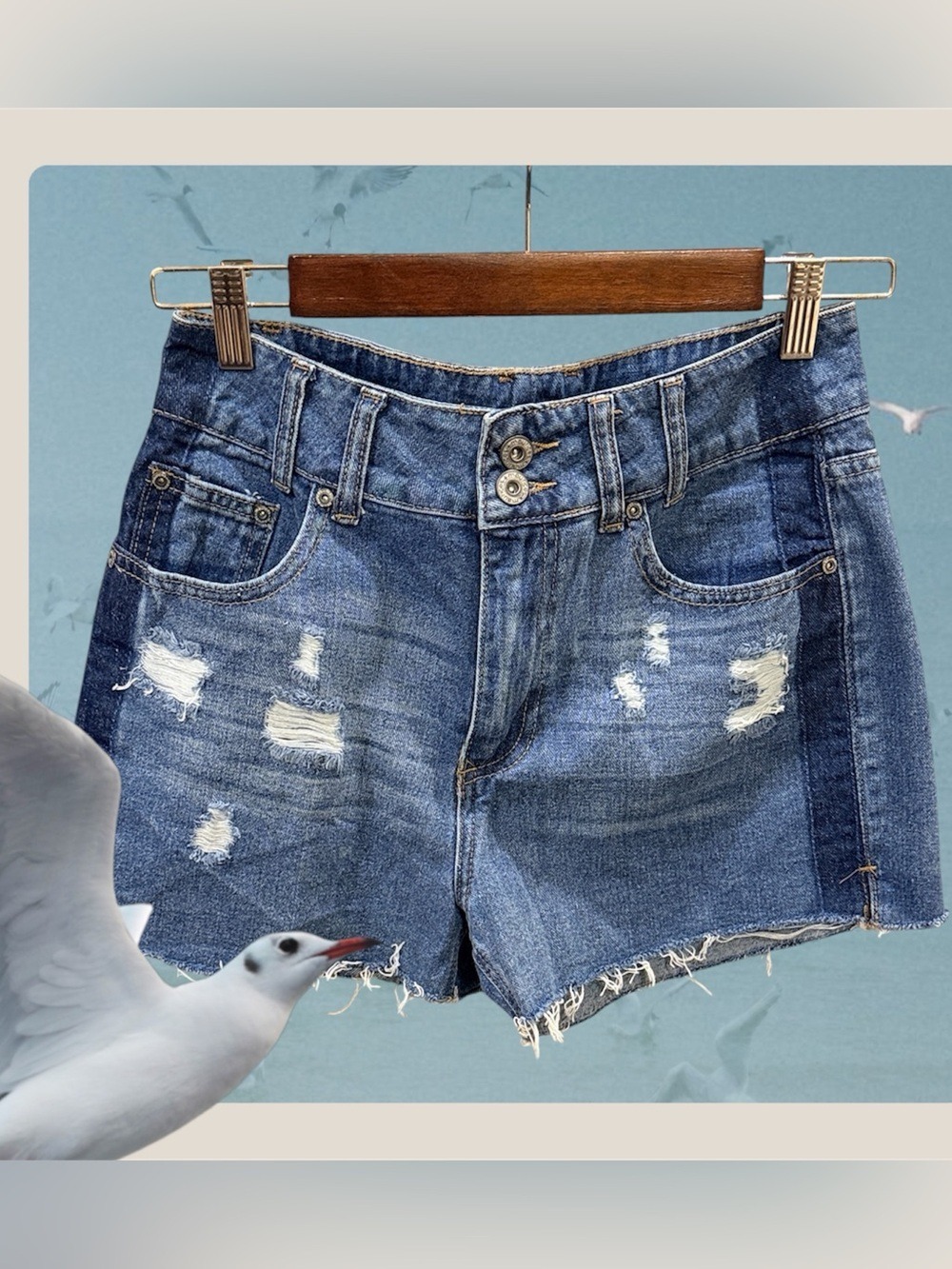 SHEIN Women Denim Shorts Size 28 Distressed